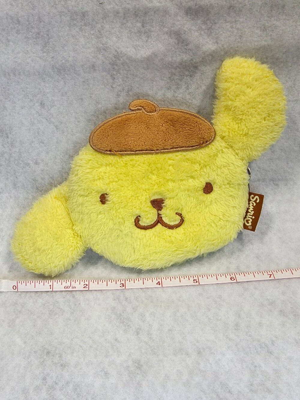 Sanrio Pompompurin Fuzzy Coin Purse Change Pouch Plush Yellow Kawaii
